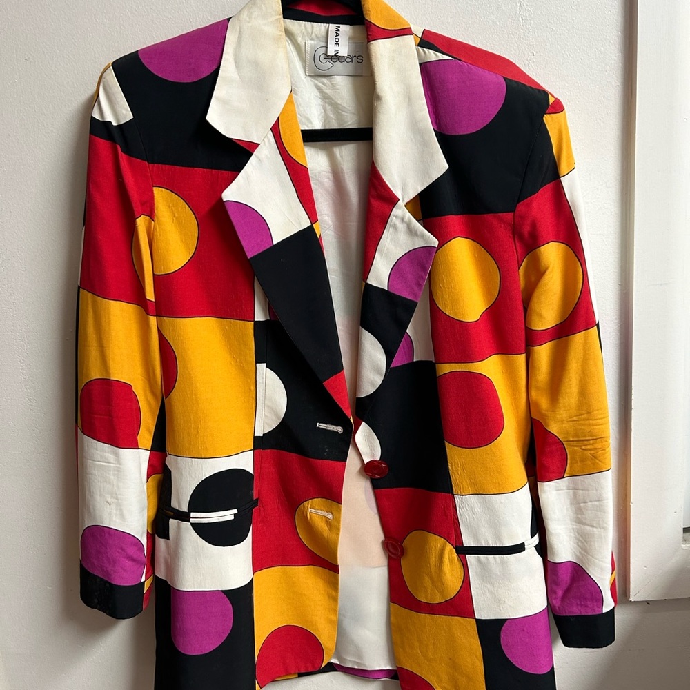 Vintage Colorful Geometric Women's Blazer